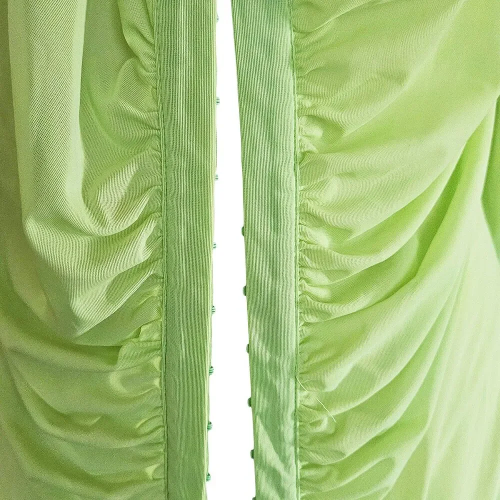 SKIMS Summer Mesh Long Sleeve Beach Cover Up Dress Neon Green XL